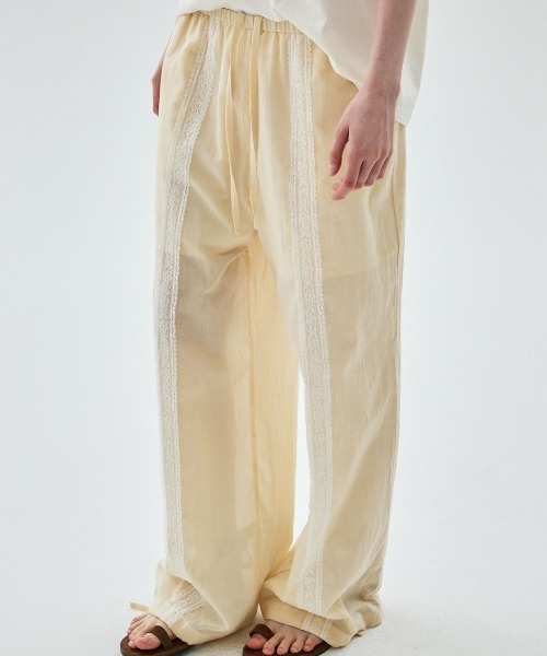Mardi Mercredi(マルディメクルディ)の「SHEER COTTON PANTS LACE / シアー コットン パンツ レース(その他パンツ・レディース・クリーム/ブラック・FREE)」の1枚目の写真