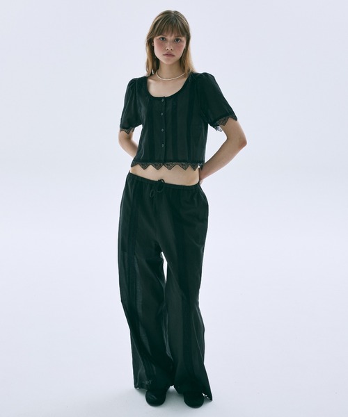 Mardi Mercredi(マルディメクルディ)の「SHEER COTTON PANTS LACE / シアー コットン パンツ レース(その他パンツ・レディース・クリーム/ブラック・FREE)」の6枚目の写真