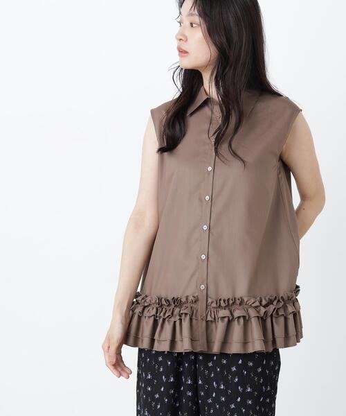 N.(N. Natural Beauty Basic)(エヌエヌナチュラルビューティーベーシック)の「フリルヘムシャツ(シャツ/ブラウス・レディース・ブラック/オフホワイト/ブラウン・フリ-)」の1枚目の写真
