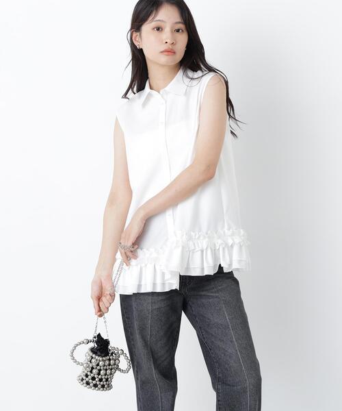 N.(N. Natural Beauty Basic)(エヌエヌナチュラルビューティーベーシック)の「フリルヘムシャツ(シャツ/ブラウス・レディース・ブラック/オフホワイト/ブラウン・フリ-)」の2枚目の写真