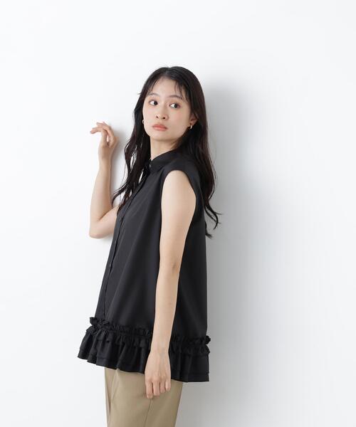 N.(N. Natural Beauty Basic)(エヌエヌナチュラルビューティーベーシック)の「フリルヘムシャツ(シャツ/ブラウス・レディース・ブラック/オフホワイト/ブラウン・フリ-)」の4枚目の写真