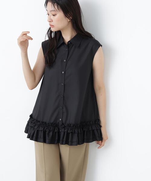 N.(N. Natural Beauty Basic)(エヌエヌナチュラルビューティーベーシック)の「フリルヘムシャツ(シャツ/ブラウス・レディース・ブラック/オフホワイト/ブラウン・フリ-)」の6枚目の写真