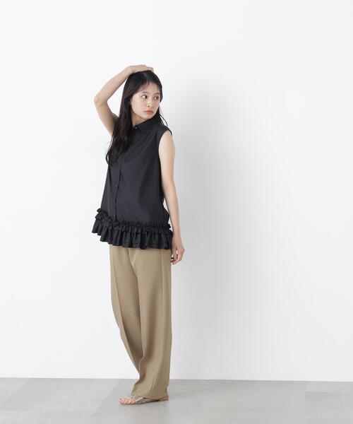 N.(N. Natural Beauty Basic)(エヌエヌナチュラルビューティーベーシック)の「フリルヘムシャツ(シャツ/ブラウス・レディース・ブラック/オフホワイト/ブラウン・フリ-)」の9枚目の写真