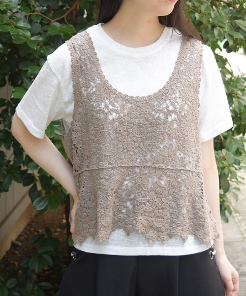 axes femme(アクシーズファム)の「レイヤードプルオーバー(Tシャツ/カットソー・レディース・グレー/モカ・FREE)」の1枚目の写真