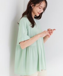 【S-LL/洗濯機可/UV】インせず着られる サイドギャザー切替トップス