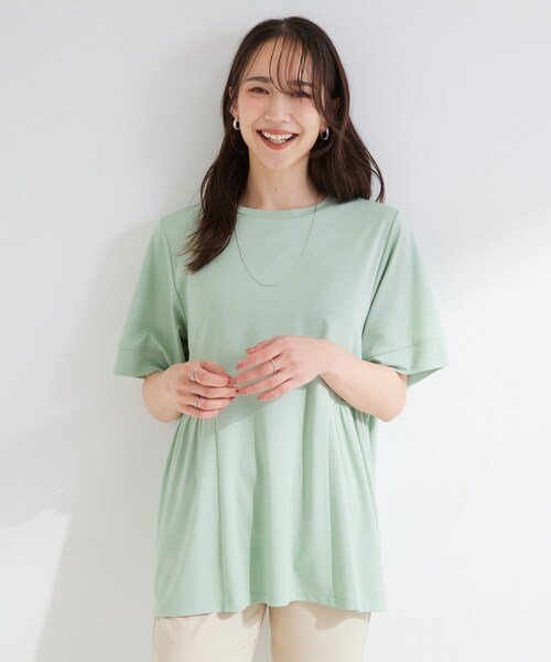SHOO・LA・RUE(シューラルー)の「【ひんやり/UV/S-LL/体型カバー】インせず着られる サイドギャザー切替トップス(Tシャツ/カットソー・レディース・ホワイト/ブラウン系その他/ブラック/グリーン系・04/03/02/01)」の17枚目の写真