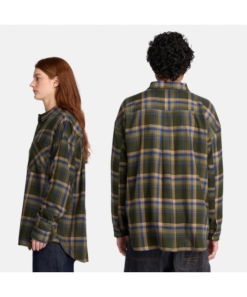 Timberland(ティンバーランド)の「フランネル ヤーンダイ シャツ ユニセックス(シャツ/ブラウス・メンズ・ライトカーキ・LARGE/X-LARGE)」の3枚目の写真