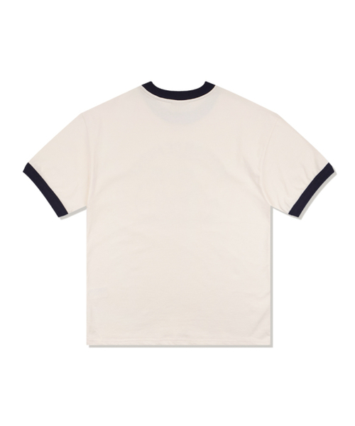 FABULOUS ARCHIVE(ファビュラスアーカイブ)の「ユニセックス オーバーサイズ パピーサーフィン リンガー 半袖Tシャツ クリームネイビー(FCE2TS401M)(Tシャツ/カットソー・レディース・クリーム・LARGE/MEDIUM/SMALL)」の2枚目の写真