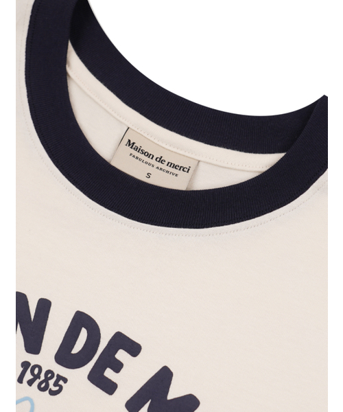 FABULOUS ARCHIVE(ファビュラスアーカイブ)の「ユニセックス オーバーサイズ パピーサーフィン リンガー 半袖Tシャツ クリームネイビー(FCE2TS401M)(Tシャツ/カットソー・レディース・クリーム・LARGE/MEDIUM/SMALL)」の3枚目の写真