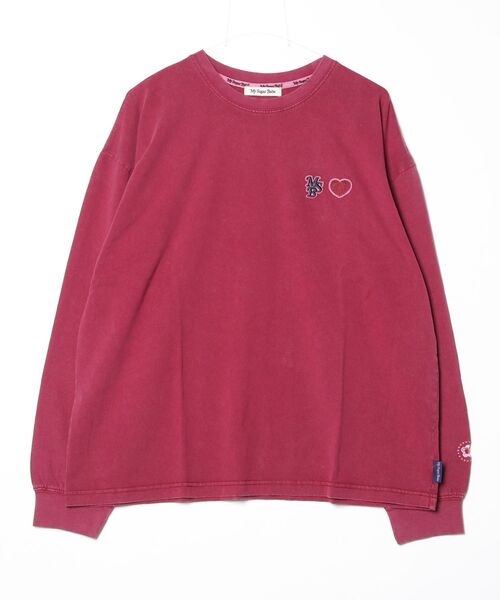 My sugar Babe（マイシュガーベイブ）の「heart patch pigment long tee（Tシャツ/カットソー・メンズ・レッド/ネイビー・LARGE/X-LARGE）」の2枚目の写真