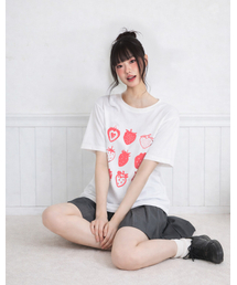 ストロベリーキューブプリンティング半袖Tシャツホワイト