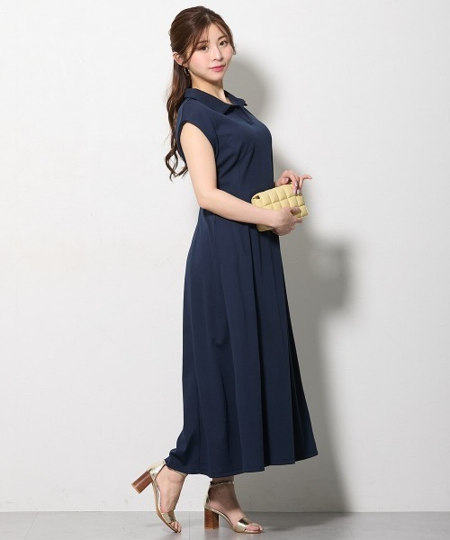 Nissen glamor(ニッセングラマー)の「【大きい胸専用】吸汗速乾・UVカット フレンチスリーブスキッパー衿ポロワンピース(ロング丈)(ワンピース・レディース・ラベンダー/ネイビー・LL/L/M)」の14枚目の写真