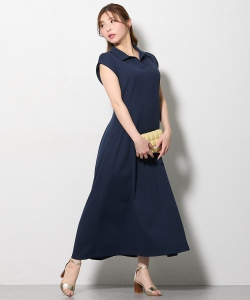 Nissen glamor(ニッセングラマー)の「【大きい胸専用】吸汗速乾・UVカット フレンチスリーブスキッパー衿ポロワンピース(ロング丈)(ワンピース・レディース・ラベンダー/ネイビー・LL/L/M)」の15枚目の写真