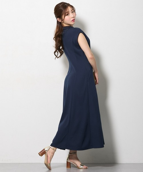Nissen glamor(ニッセングラマー)の「【大きい胸専用】吸汗速乾・UVカット フレンチスリーブスキッパー衿ポロワンピース(ロング丈)(ワンピース・レディース・ラベンダー/ネイビー・LL/L/M)」の17枚目の写真
