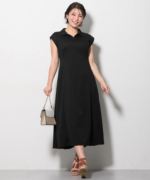 Nissen glamor(ニッセングラマー)の「【大きい胸専用】吸汗速乾・UVカット フレンチスリーブスキッパー衿ポロワンピース(ロング丈)(ワンピース・レディース・ラベンダー/ネイビー・LL/L/M)」の18枚目の写真