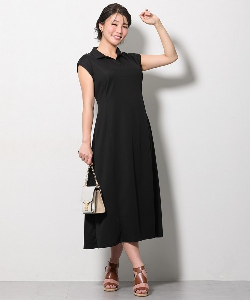 Nissen glamor(ニッセングラマー)の「【大きい胸専用】吸汗速乾・UVカット フレンチスリーブスキッパー衿ポロワンピース(ロング丈)(ワンピース・レディース・ラベンダー/ネイビー・LL/L/M)」の19枚目の写真