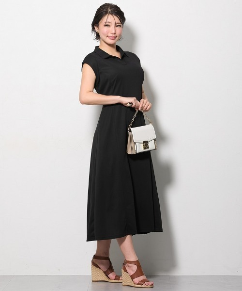 Nissen glamor(ニッセングラマー)の「【大きい胸専用】吸汗速乾・UVカット フレンチスリーブスキッパー衿ポロワンピース(ロング丈)(ワンピース・レディース・ラベンダー/ネイビー・LL/L/M)」の21枚目の写真