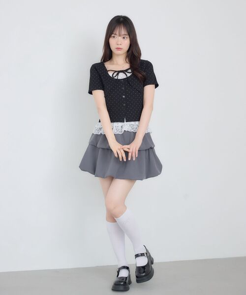 ems excite(エムズエキサイト)の「裾レースドッキングカットソー(Tシャツ/カットソー・レディース・グレー系その他/ブラック系その他4/ホワイト系その他・FREE)」の4枚目の写真