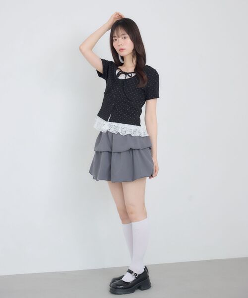 ems excite(エムズエキサイト)の「裾レースドッキングカットソー(Tシャツ/カットソー・レディース・グレー系その他/ブラック系その他4/ホワイト系その他・FREE)」の6枚目の写真