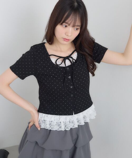 ems excite(エムズエキサイト)の「裾レースドッキングカットソー(Tシャツ/カットソー・レディース・グレー系その他/ブラック系その他4/ホワイト系その他・FREE)」の7枚目の写真