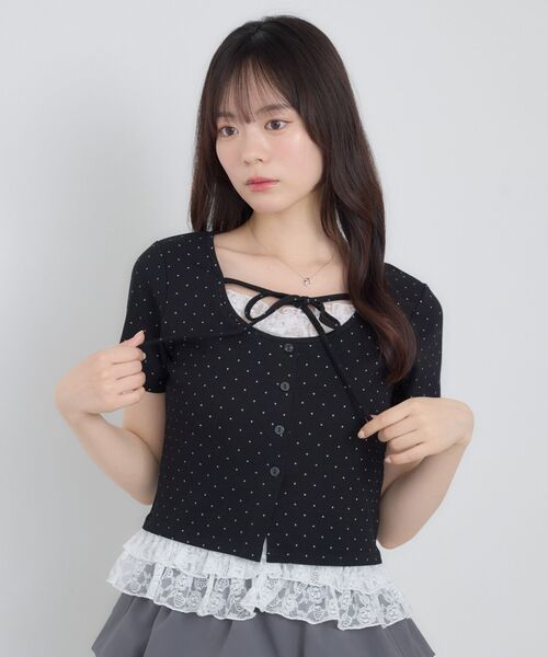 ems excite(エムズエキサイト)の「裾レースドッキングカットソー(Tシャツ/カットソー・レディース・グレー系その他/ブラック系その他4/ホワイト系その他・FREE)」の8枚目の写真