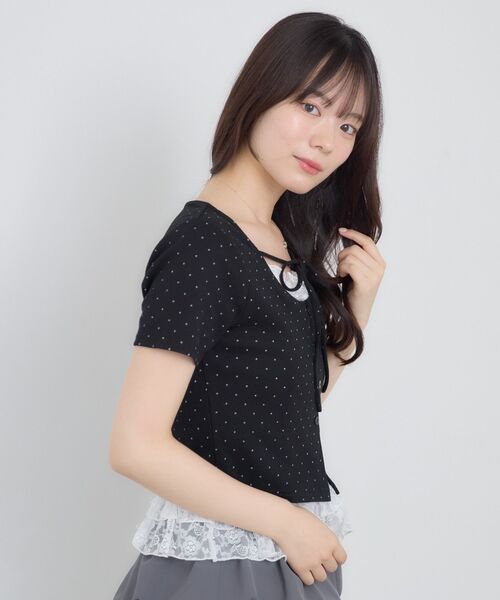 ems excite(エムズエキサイト)の「裾レースドッキングカットソー(Tシャツ/カットソー・レディース・グレー系その他/ブラック系その他4/ホワイト系その他・FREE)」の9枚目の写真