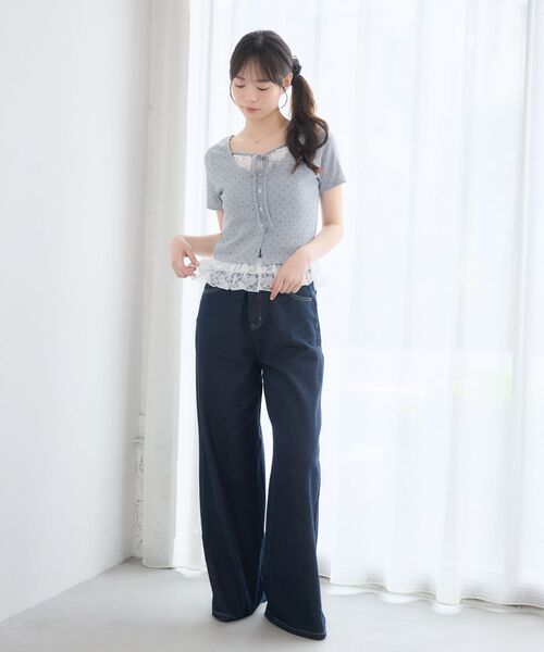 ems excite(エムズエキサイト)の「裾レースドッキングカットソー(Tシャツ/カットソー・レディース・グレー系その他/ブラック系その他4/ホワイト系その他・FREE)」の16枚目の写真