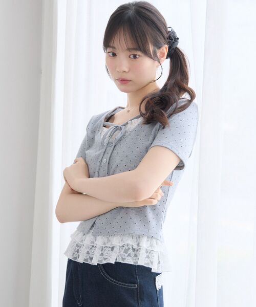 ems excite(エムズエキサイト)の「裾レースドッキングカットソー(Tシャツ/カットソー・レディース・グレー系その他/ブラック系その他4/ホワイト系その他・FREE)」の17枚目の写真