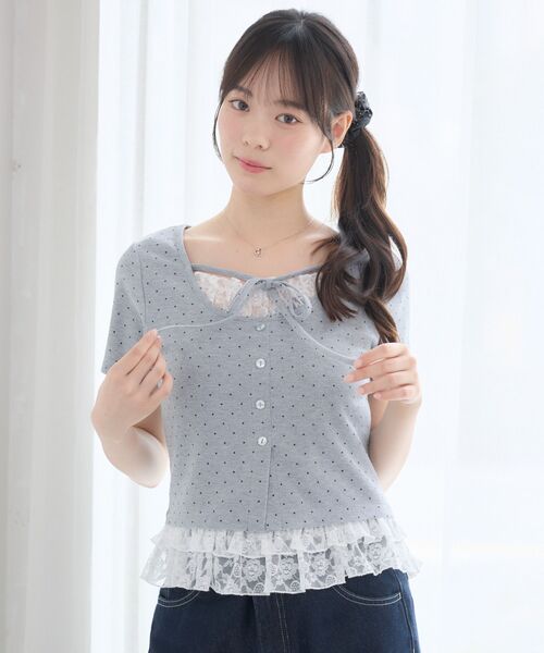 ems excite(エムズエキサイト)の「裾レースドッキングカットソー(Tシャツ/カットソー・レディース・グレー系その他/ブラック系その他4/ホワイト系その他・FREE)」の18枚目の写真