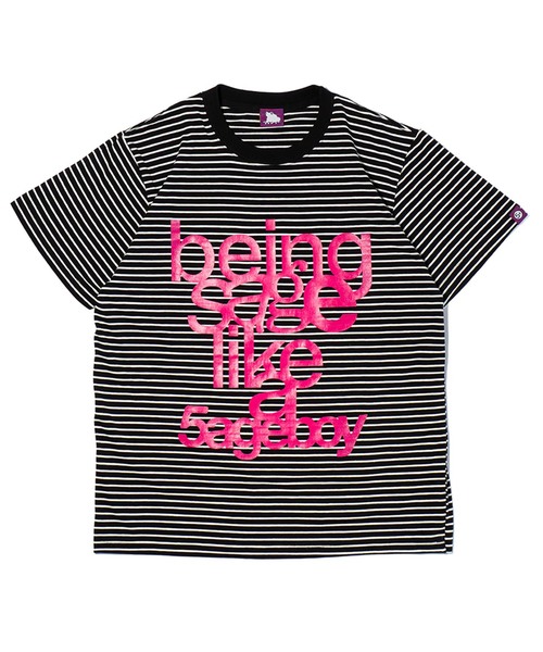 SAGE(セージ)の「SAGE / セイジ being sage Striped S/S Tee(Tシャツ/カットソー・メンズ・グリーン/ピンク・MEDIUM/SMALL)」の2枚目の写真