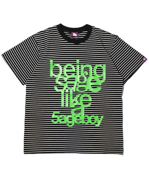 SAGE(セージ)の「SAGE / セイジ being sage Striped S/S Tee(Tシャツ/カットソー・メンズ・グリーン/ピンク・MEDIUM/SMALL)」の1枚目の写真