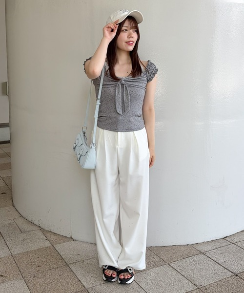 frunco(フランコ)の「【ZOZOTOWN限定】フロントリボン花柄レーストップス(Tシャツ/カットソー・レディース・ホワイト/ブルー/グレー・FREE)」の8枚目の写真