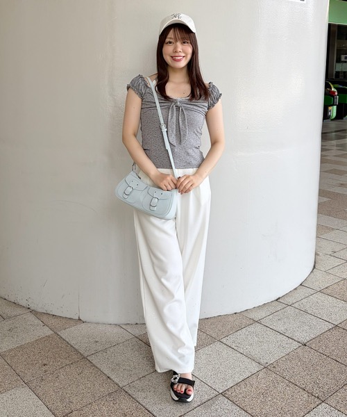 frunco(フランコ)の「【ZOZOTOWN限定】フロントリボン花柄レーストップス(Tシャツ/カットソー・レディース・ホワイト/ブルー/グレー・FREE)」の7枚目の写真