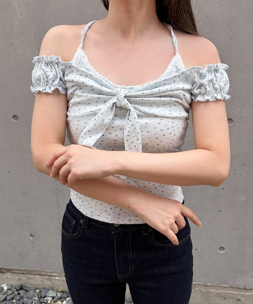 frunco(フランコ)の「【ZOZOTOWN限定】フロントリボン花柄レーストップス(Tシャツ/カットソー・レディース・ホワイト/ブルー/グレー・FREE)」の10枚目の写真