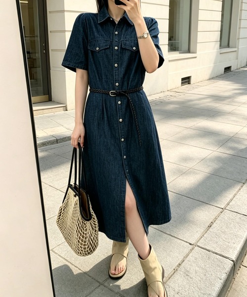 FAVORITO(ファヴォリート)の「デニムシャツワンピース(ワンピース・レディース・ライトブルー/ダークブルー・F)」の4枚目の写真