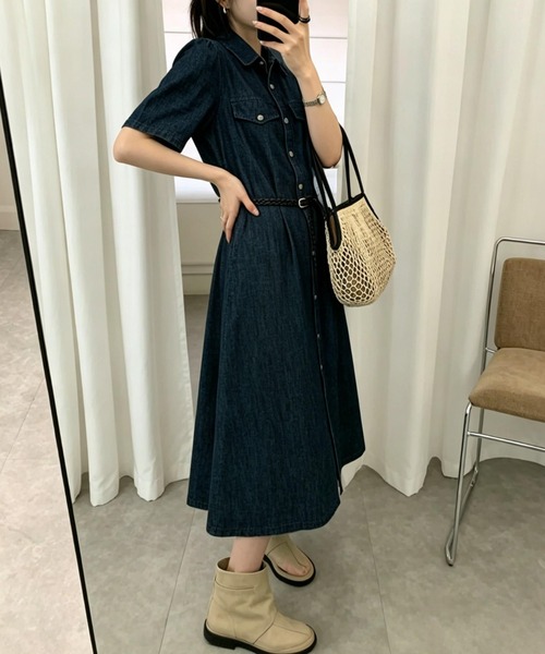FAVORITO(ファヴォリート)の「デニムシャツワンピース(ワンピース・レディース・ライトブルー/ダークブルー・F)」の3枚目の写真