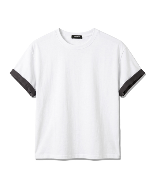 UNDEROFF（アンダーオフ）の「ロールアップスリーブクロップ半袖Tシャツホワイト（Tシャツ/カットソー・メンズ・ホワイト・MEDIUM/X-LARGE/LARGE）」の2枚目の写真
