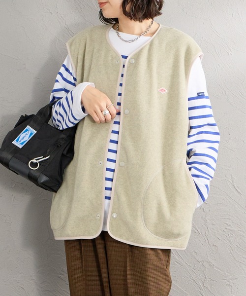 DANTON（ダントン）の「【WEB先行予約】[DANTON/ダントン] フリースノーカラーベスト（ベスト・レディース・グレイッシュベージュ/ブラック/ダークグレー・44/42/40）」の3枚目の写真