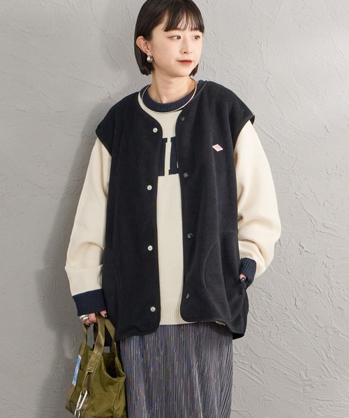 DANTON（ダントン）の「【WEB先行予約】[DANTON/ダントン] フリースノーカラーベスト（ベスト・レディース・グレイッシュベージュ/ブラック/ダークグレー・44/42/40）」の9枚目の写真