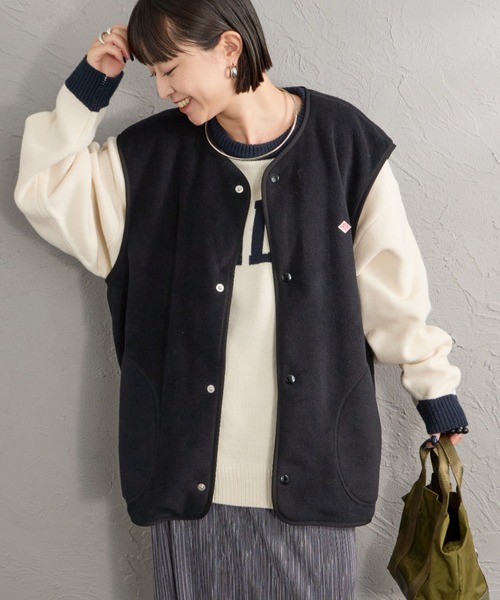 DANTON（ダントン）の「【WEB先行予約】[DANTON/ダントン] フリースノーカラーベスト（ベスト・レディース・グレイッシュベージュ/ブラック/ダークグレー・44/42/40）」の8枚目の写真