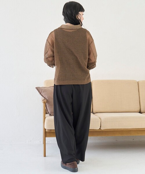 coen(コーエン)の「【撥水/ストレッチ/接触冷感】C.mt リラックス タックワイドイージーパンツ(その他パンツ・レディース・ベージュ/ブラック/ブラウン・M/L)」の5枚目の写真