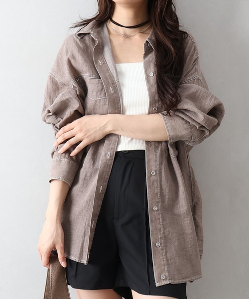 SpRay(スプレイ)の「シアーデニム2WAYシャツ(シャツ/ブラウス・レディース・ブラウン/ピンク/ブラック系その他/ブルー系その他・FREE)」の1枚目の写真