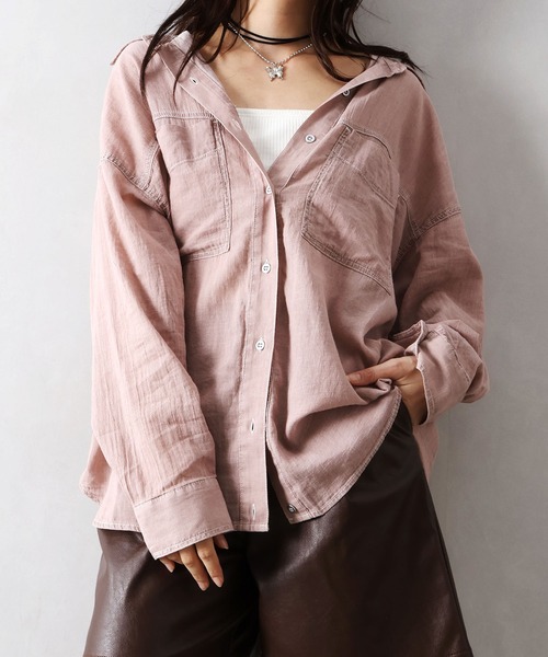 SpRay(スプレイ)の「シアーデニム2WAYシャツ(シャツ/ブラウス・レディース・ブラウン/ピンク/ブラック系その他/ブルー系その他・FREE)」の4枚目の写真