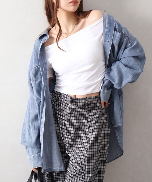 SpRay(スプレイ)の「シアーデニム2WAYシャツ(シャツ/ブラウス・レディース・ブラウン/ピンク/ブラック系その他/ブルー系その他・FREE)」の5枚目の写真