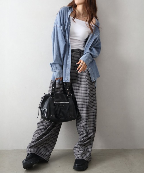 SpRay(スプレイ)の「シアーデニム2WAYシャツ(シャツ/ブラウス・レディース・ブラウン/ピンク/ブラック系その他/ブルー系その他・FREE)」の7枚目の写真