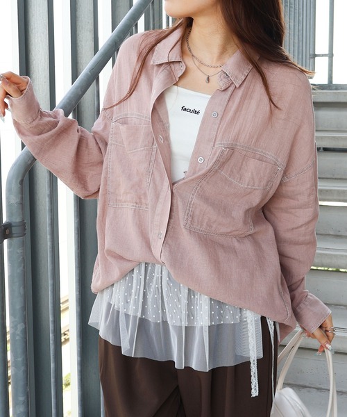 SpRay(スプレイ)の「シアーデニム2WAYシャツ(シャツ/ブラウス・レディース・ブラウン/ピンク/ブラック系その他/ブルー系その他・FREE)」の21枚目の写真
