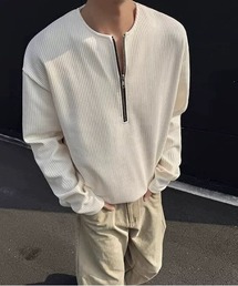 DSハーフジップリブロンT