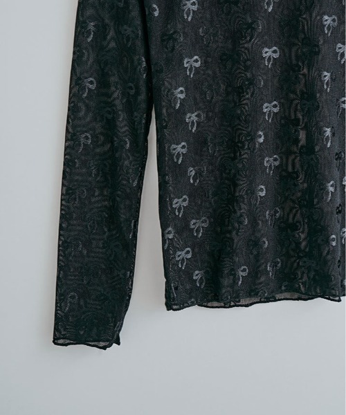 kirakiraShop(キラキラショップ)の「リボン柄 シアー トップス(Tシャツ/カットソー・レディース・ホワイト/ブラック・FREE)」の18枚目の写真