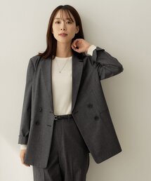 【セットアップ可/秋羽織り/お仕事スーツ】ウールブレンドダブルジャケット