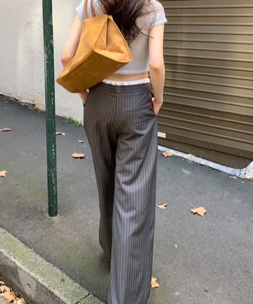 FLINEA(フリネア)の「配色リボンストライプ柄パンツ(その他パンツ・レディース・グレー/ネイビー・FREE)」の10枚目の写真